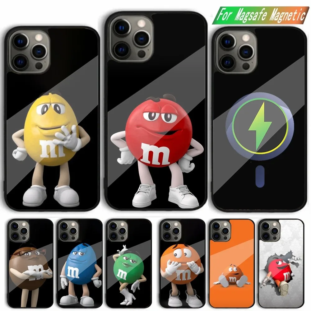 

M-M Chocolate Beans Phone Case For iPhone 15,14,13,12,11,Plus,Pro,Max Mini Magsafe Magnetic Wireless Charging