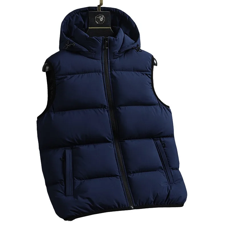 

Autumn Winter Warm Windproof Large Size Cotton Clothes Young Men's Trendy Brand Fashion Versatile Hooded Cardigan Thickened Vest