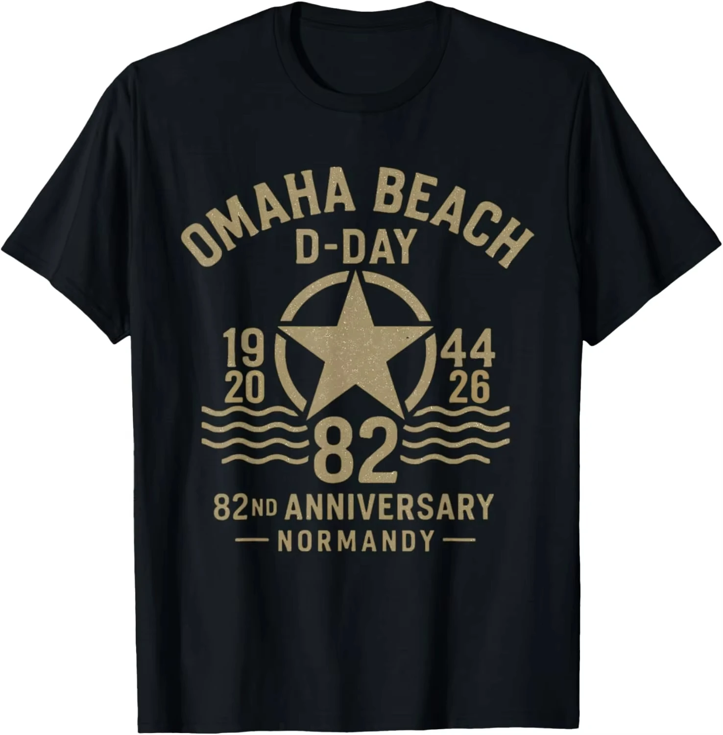 D-Day 82nd Anniversary 2026 Normandy D-Day Omaha Beach 1944 T-Shirt Men's Cotton T-shirts Summer Short Sleeve Streetwear