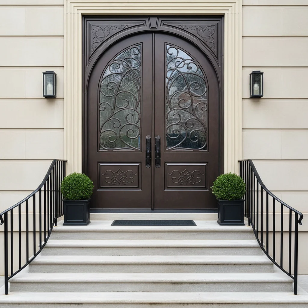New Wrought Iron Outer Door Design/completion Of Double Wrought Iron Door Entrance