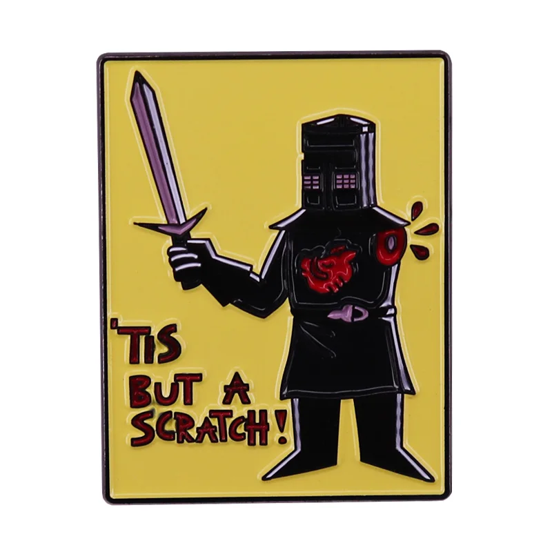 Black-Knight Tis But A Scratch Brooch Comedy Movie Monty-Python And The Holy Grail Inspiration badge