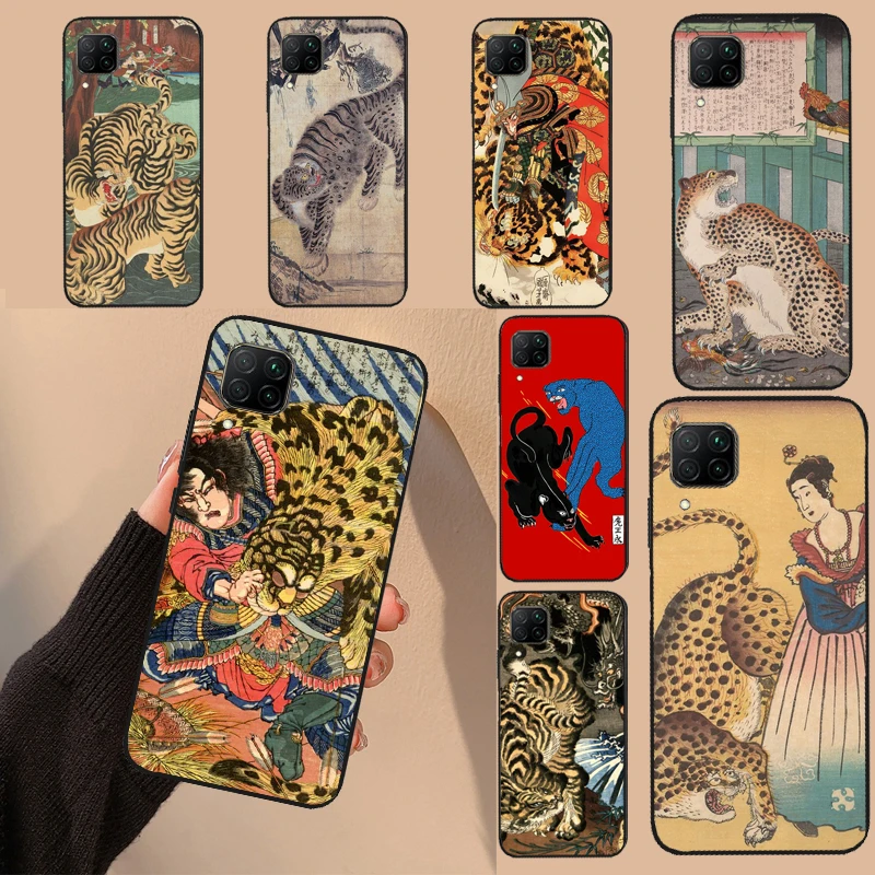 Japanese ukiyo-e Art Panther Tiger For Huawei Nova 5T 9 10 SE Y70 Y90 Y60 Y61 3i 7i 8i 11i P Smart P20 P40 Lite P30 Pro Case