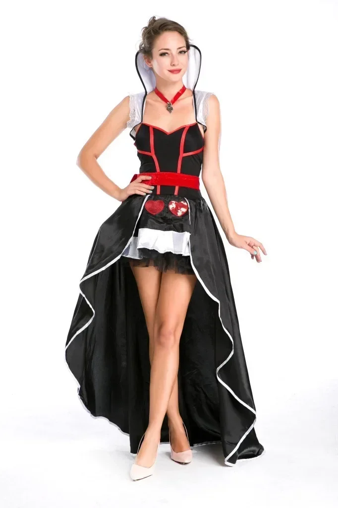 Women Renaissance Queen Of Heart Costume Adult Vintage Gothic Queen Costume For Halloween Carnival Medieval Dress