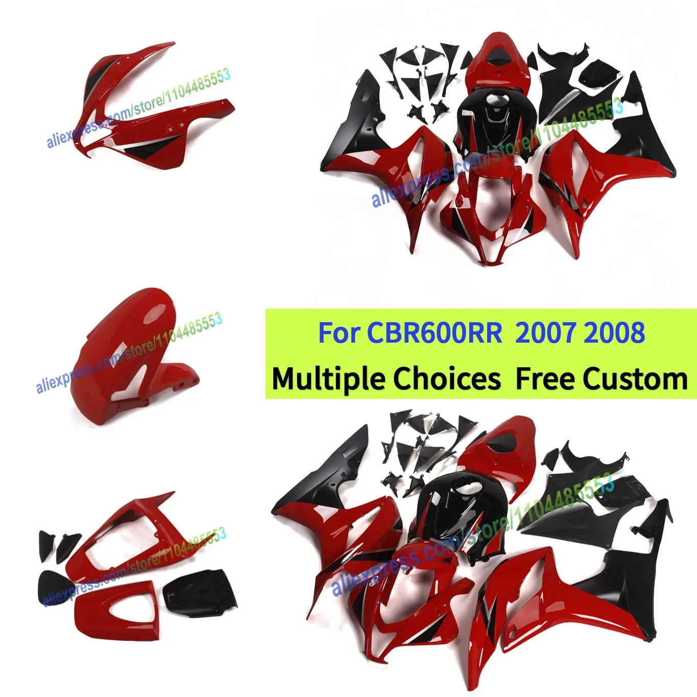 

Full Set Motorcycle Aftermarket Fairings kit Fit for HONDA CBR 600RR 2007 cbr600rr 2008 f5 07-08,gloss red/matte black