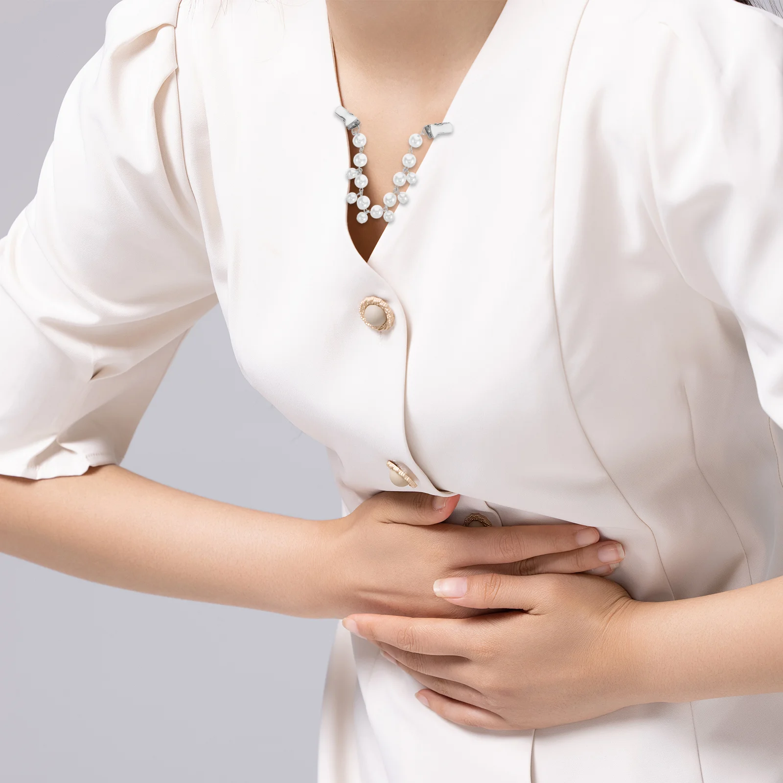 

Pearl Sweater Clips Vintage Cardigan Shawl Clip Elegant Collar Clasp for Women Shirt Clips Pearl Cardigan Collar Clip