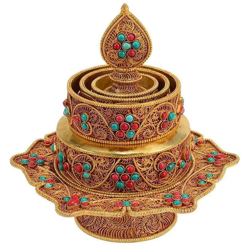 TQH7.3 Retro Simple Light Luxury Handmade Ornaments Interior Household Copper Filament Compass Gemstone Inlaid Disc