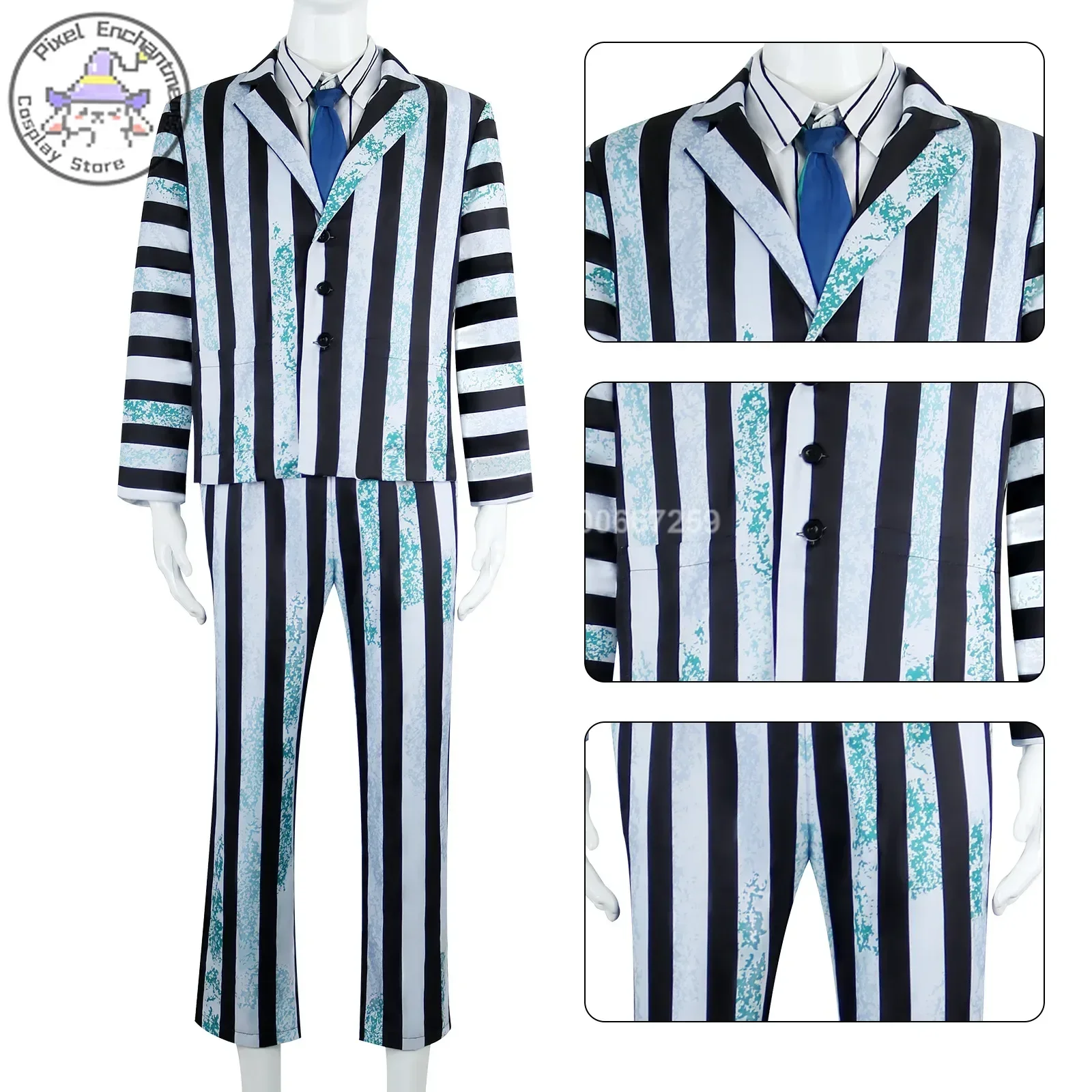 2024 New Halloween Cosplay Red and Striped Suit Role Play Costumes for Men and Women Halloween Carnival Party Cosplay Outfit