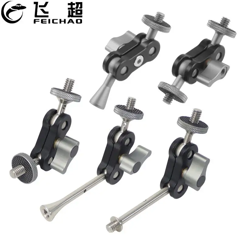 Magic Arm Mount Adapter para DSLR Camera, Multi-Function, Double Ballhead, Camera Cage Monitor, LED Light, luzes de flash, Mini, 1/4 "parafuso