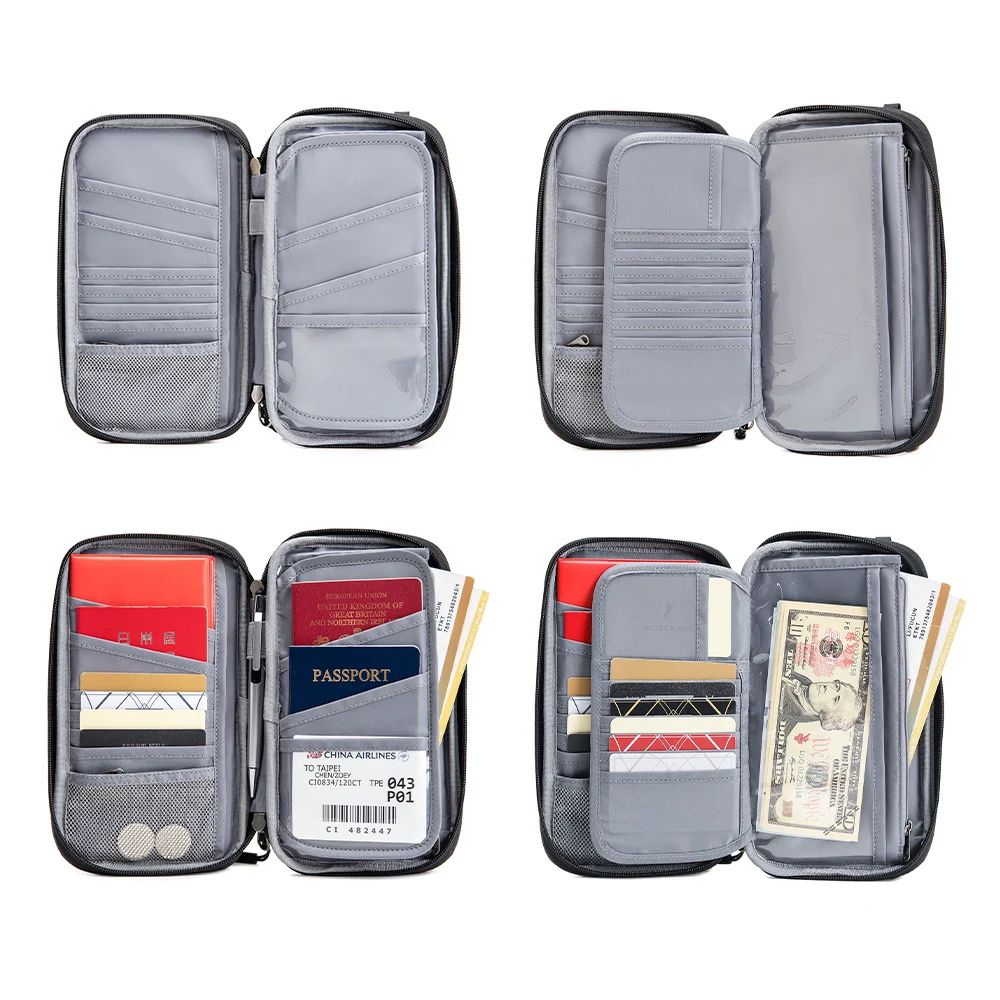 Waterproof Family Passport Holder Travel Document Organizer Multiple RFID Passport Holder Wallet