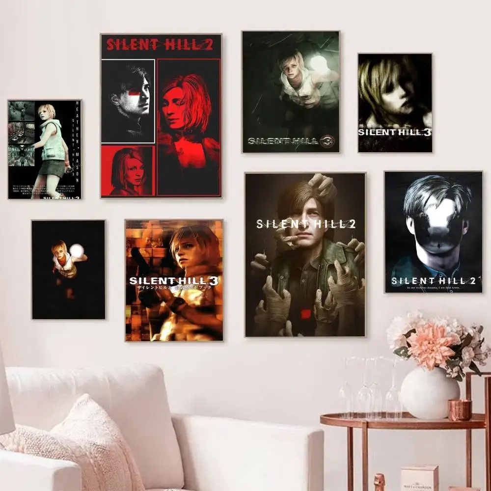 Klassische S-Silent H-Hill 3 Spiel-Poster, selbstklebend, wasserdicht, ideal für Wohnzimmer, Schlafzimmer, Bar-Dekoration.