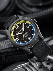 Chronologia Pilot's Watch Carbon Fiber Canvas Strap Waterproof 100 Meters Luminous Trend Automatic Mechanical Men's Watch