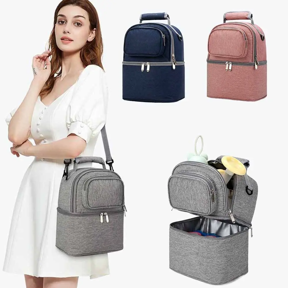 

Large Capacity Maternity Backpack Insulation Material Double Layer Breastmilk Cooler Bag Handbag Style Fresh Preservation