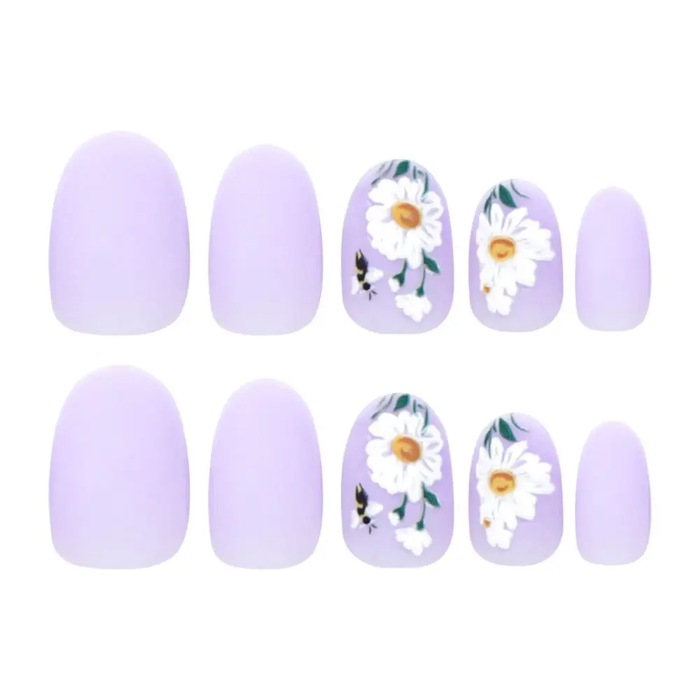 

24/30PCS/BOX Reusable Cat Eyes False Nail Flower Stereoshell Press on Nails with Jelly Stickers 3D Bow Fake Nail for Women Girl