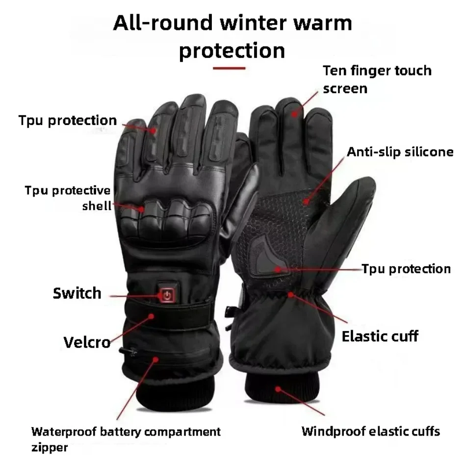 Beheizte Motorradhandschuhe für Herren, taktische Winterhandschuhe, Fahrradzubehör, Skiausrüstung, Fahrradzubehör, warm, Radfahren – Detail 5