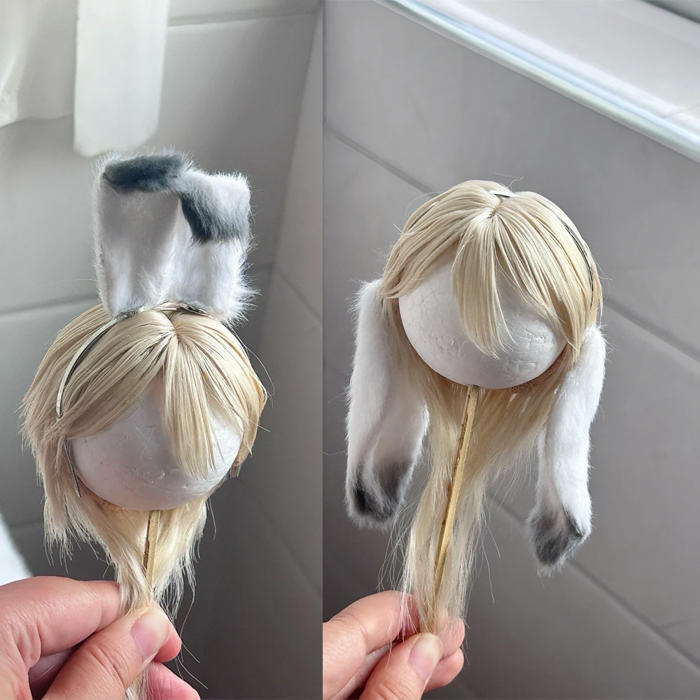 

D09-P782 детская игрушка ручной работы 1/3 1/4 1/6 кукла BJD/SD плюшевая серо-белая повязка на голову с кроличьими ушками