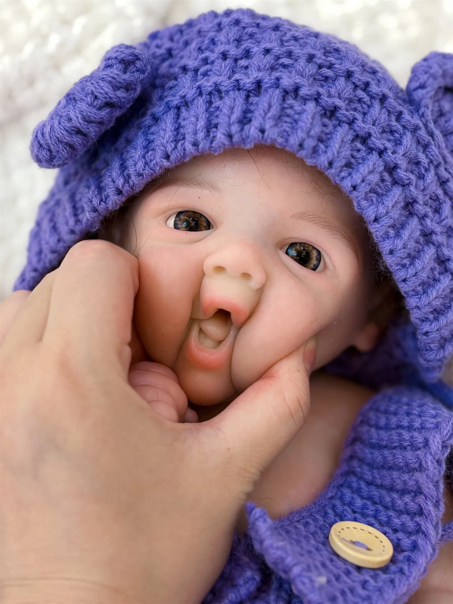 18 インチ缶オープン口素敵なヴィヴィアンシリコーン女の子人形根付き髪手作りソフトタッチ感ベベリボーン人形子供のための