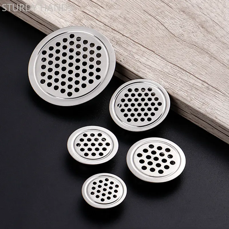 5pcs Wardrobe Stainless Steel Mesh Hole Round Kitchen Cabinet Air Vent Louver Ventilation Cover Furniture Hardware Fittings