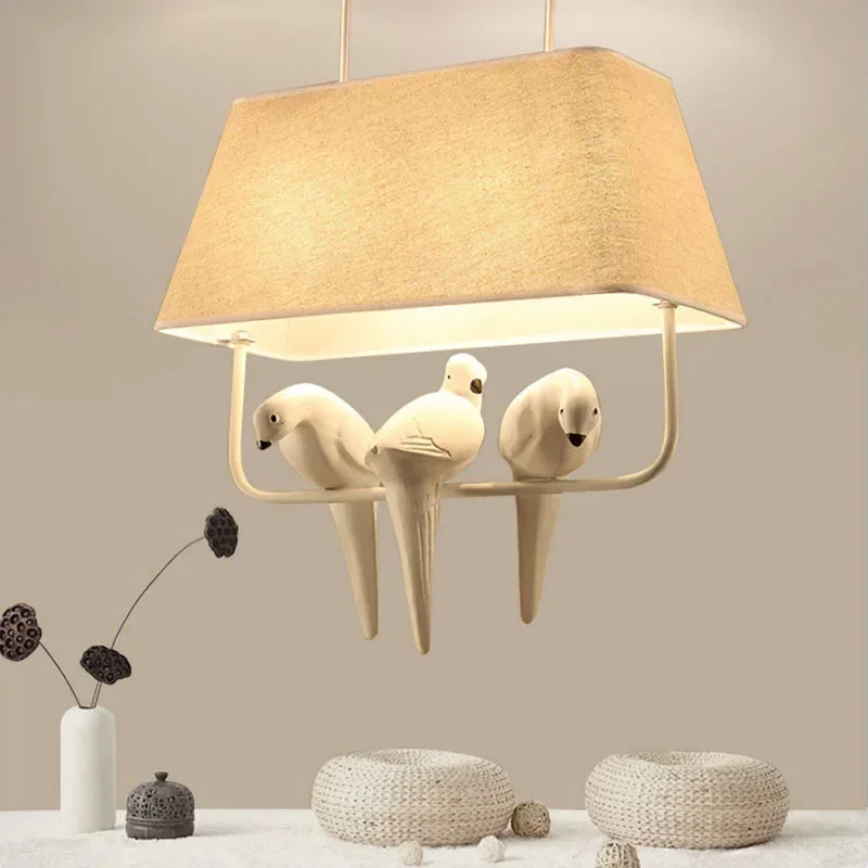 

Rural village bird pendant Nordic restaurant dining room bedroom lamp creative personality cafe three head lamps and lanterns