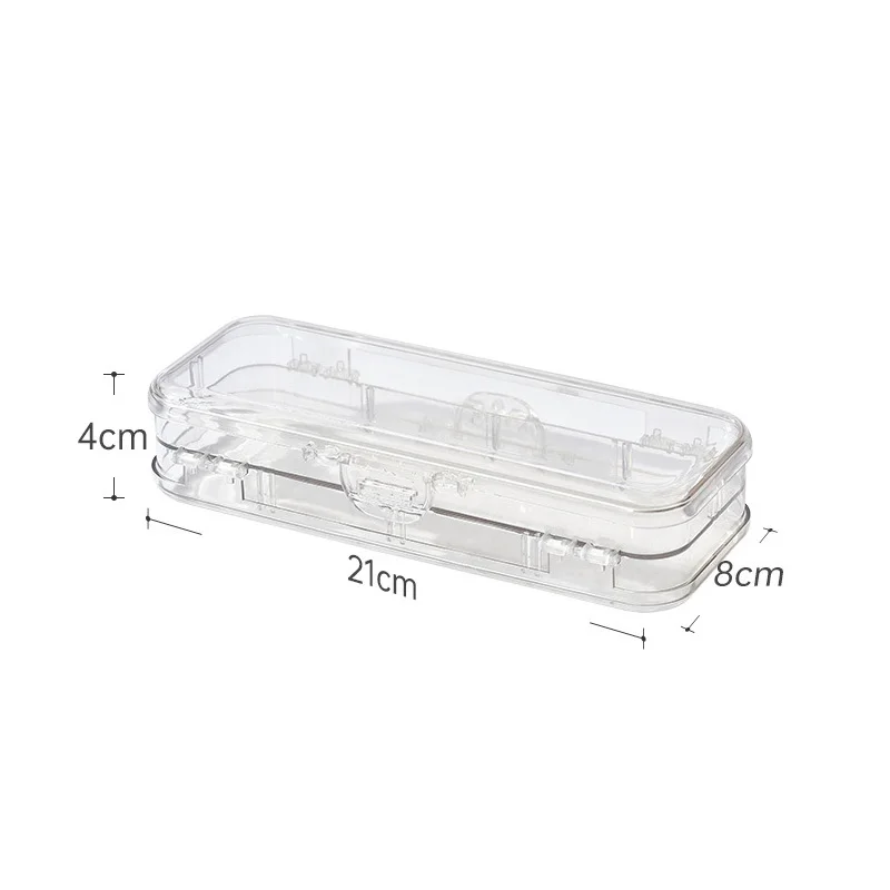 Simple transparent pencil case Plastic Double door double open pencil box storage box Stationery estuches Office Supplies 19186