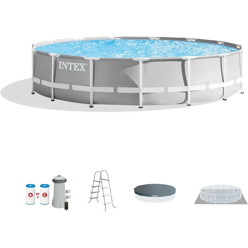 26723EH Prism Frame Premium Above Ground Swimming Pool Set: 15ft x 42in – Includes 1000 GPH Cartridge Filter Pump