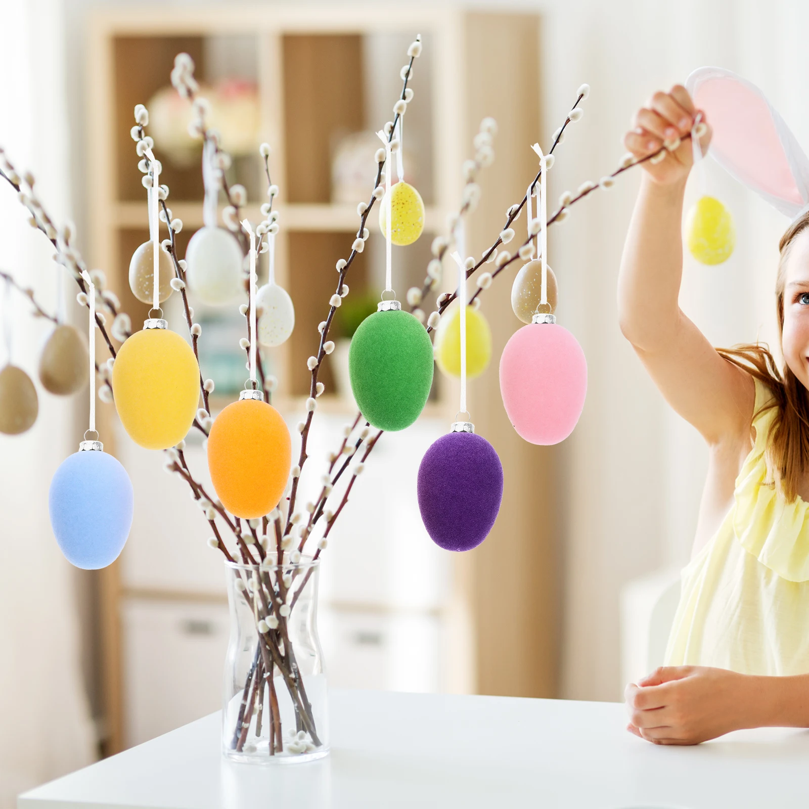 

12 Pcs Easter Eggs Ornament Interior Decorative Ornaments Hanging Decoration Outdoor Plastic Festival Style Themed