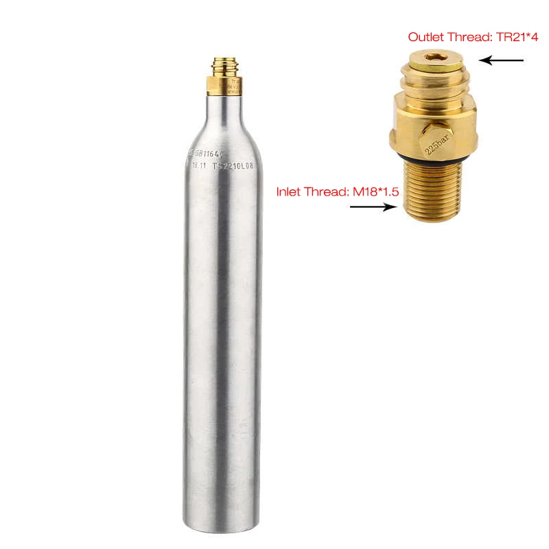 0.6L High Pressure Aluminum Bottle Soda Tank with Refill Soda Adapter
