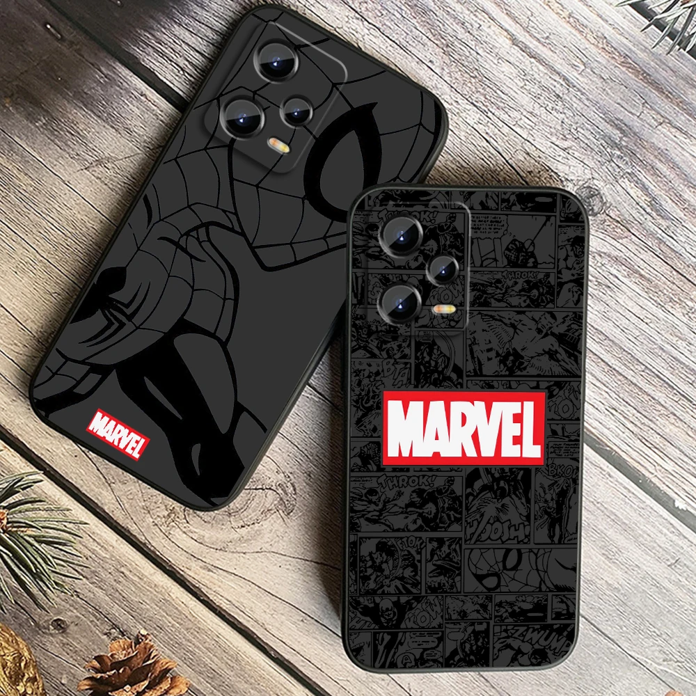 Comics Marvel Avengers Logo For Xiaomi Redmi Note 13 12R 12 12S Turbo 11 11T 11S 10 10S Pro Plus 5G Black TPU Phone Case