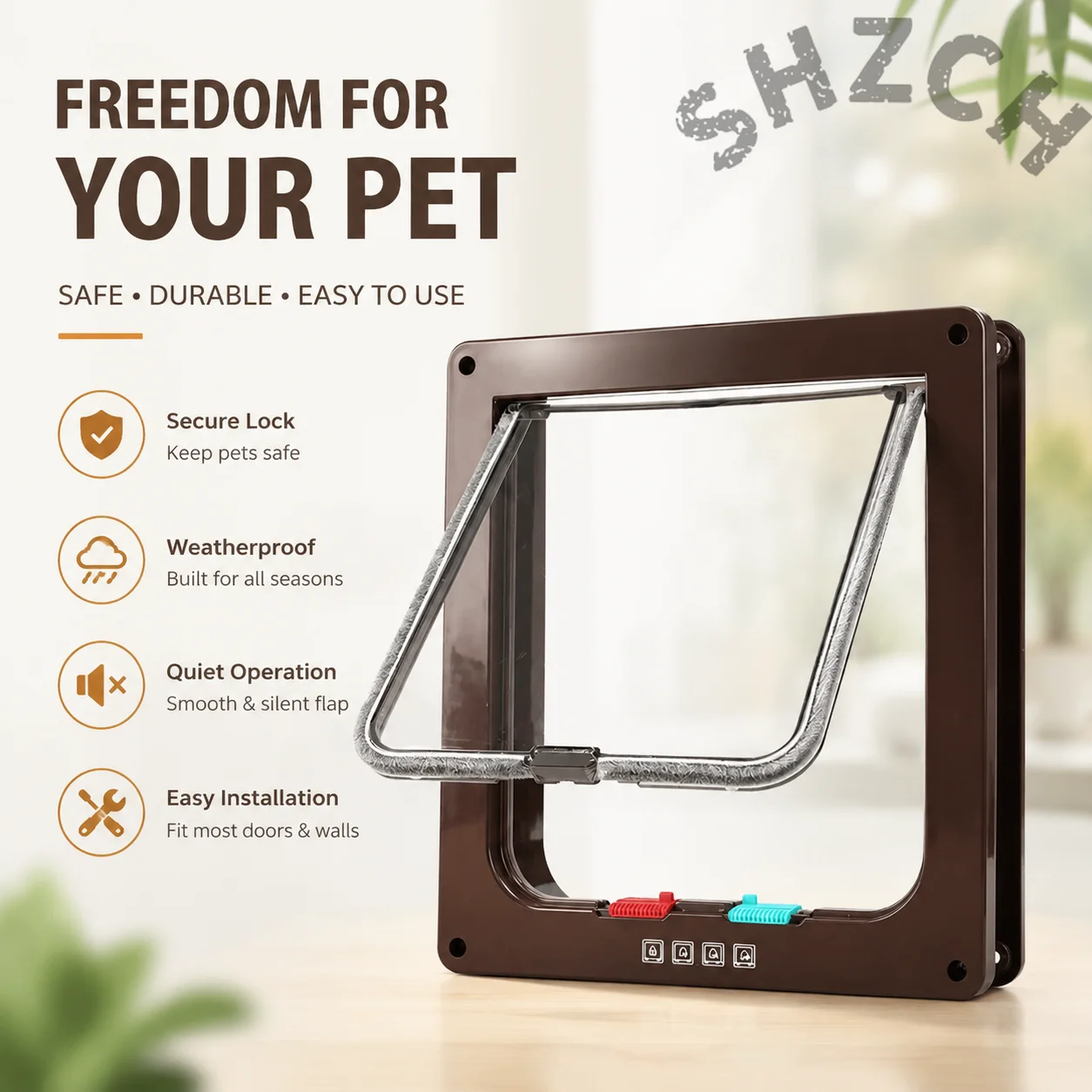 Cats can enter and exit the two-way door freely, and can control the direction of the switch. Cat door, pet supplies