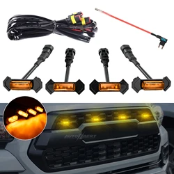 4Pcs Amber Yellow LED 12V Grille Light For Ford F250 For Dodge Ram For GMC For Toyota Tacoma w/TRD Pro Grill Pickup SUV DRL Fuse