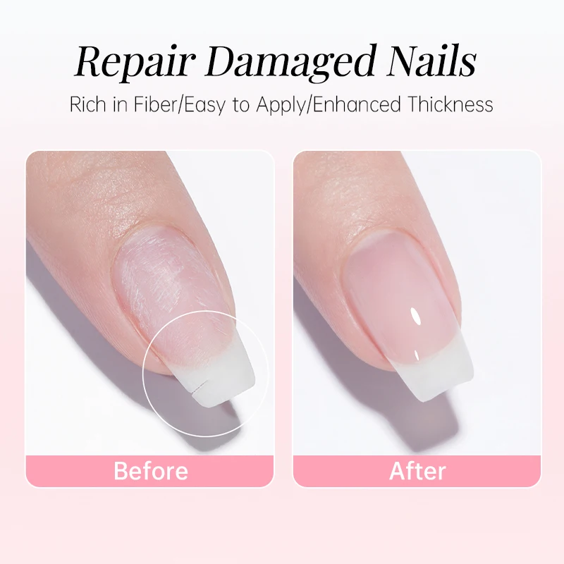 Ur açúcar 7/15ml base de borracha de fibra transparente função gel semi permanente gel quebrado prego reparação fibra de vidro construção gel manicure