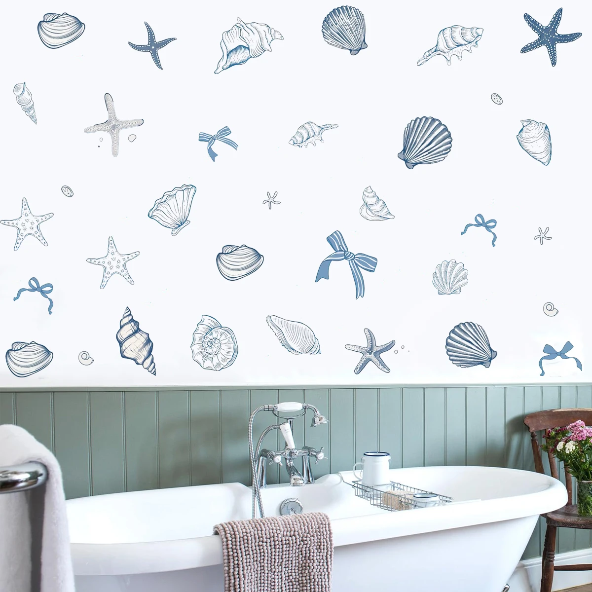 

Blue Texture Shell Starfish Conch Ocean Wall Sticker Wall Sticker Child Room Girls Room Art Decal Kids Room Bedroom Living Decor