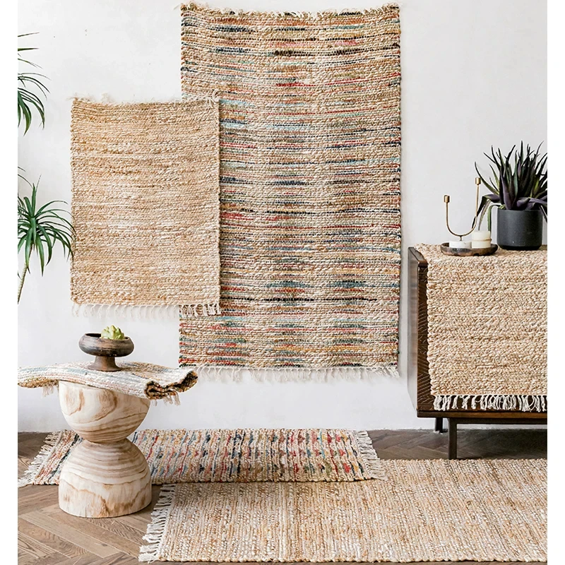 India Imported Hand Woven Living Room Carpet Tassel Entrance Hallway Door Mat Bedroom Bedside Mat Floor Rug Decoration Home