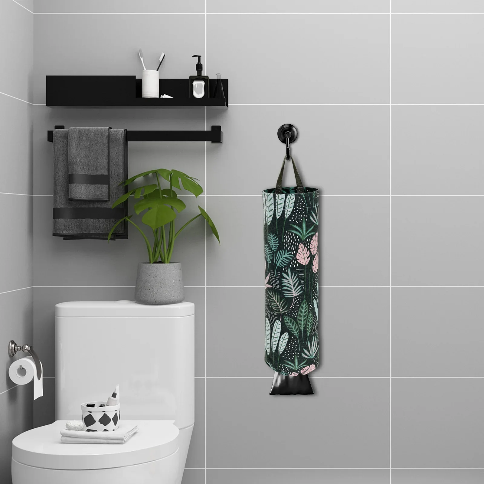 1/2Pcs Hanging Garbage Bag Storage Bag Kitchen Storage Bag with Top Mounted Hook Plastic Grocery Holder Home Storage Accessories
