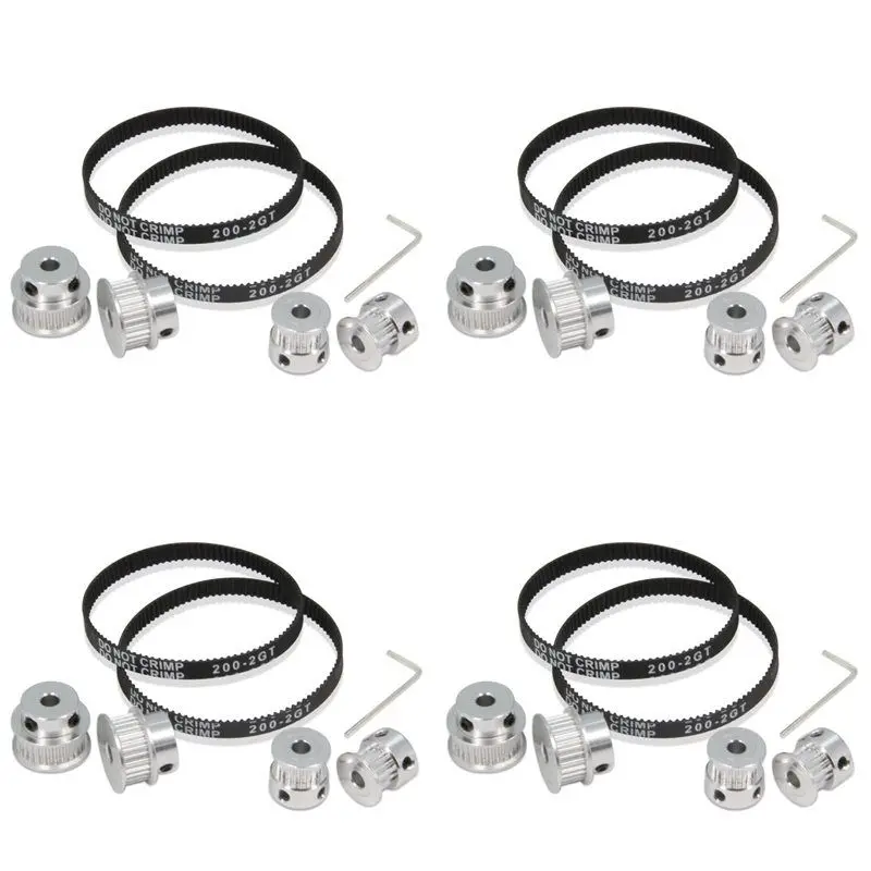 8PCS Set GT2 Synchronous Wheel 20&30 Teeth 5Mm Bore Aluminum Timing Pulley With Length 200Mm Width Belt (20-30T-5B-6)-B61B