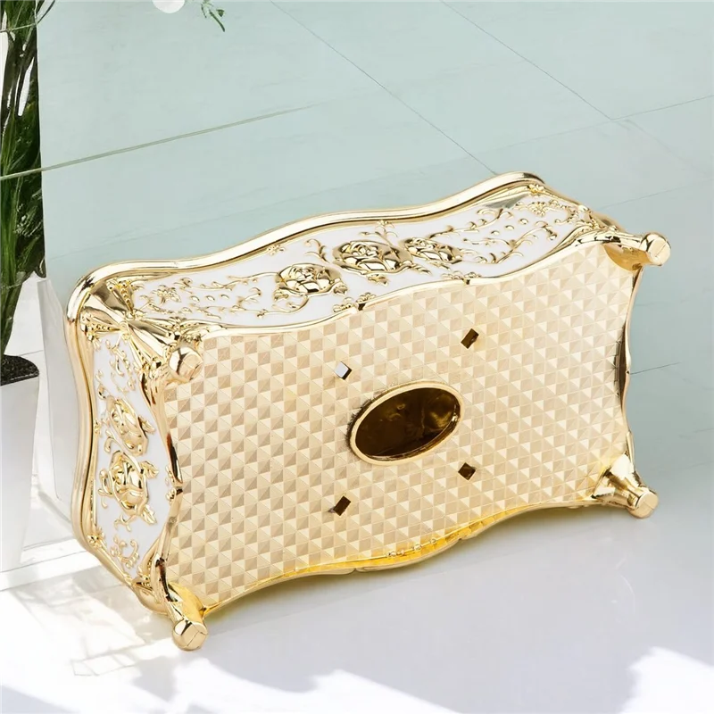 Golden decorative tissue box holder rectangular square tissue box napkin holder home decoration suitable for bathroom, bedroom,