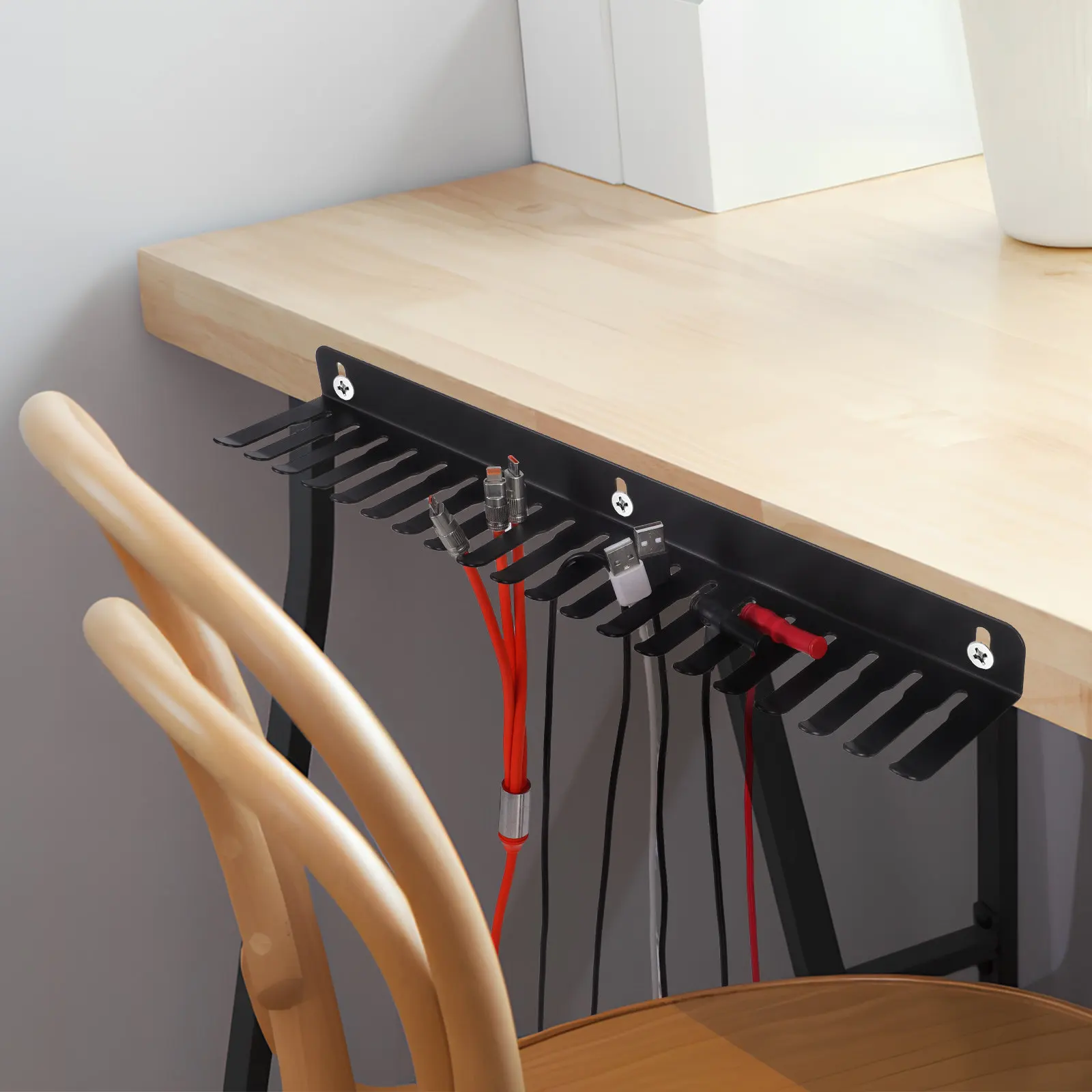 

Wall Mounted Cable Holder Slot Storage Rack Electrical Wire Bracket Cord Organizer Cable Management for Home Office Studio