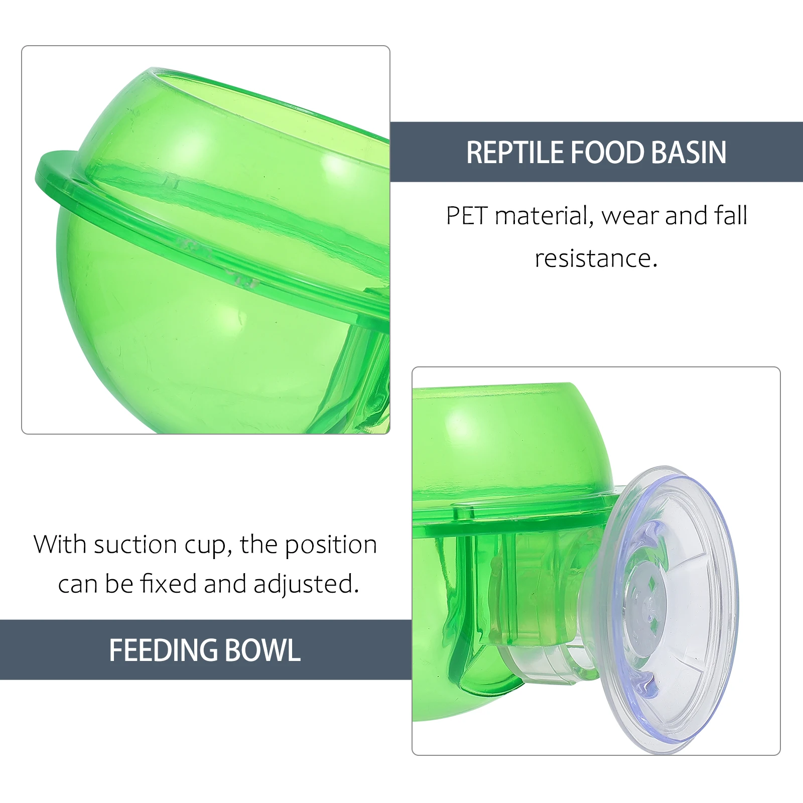 

2pcs Reptile Feeders Large Capacity Worm Containers Gecko Food Bowls Suction Cup Anti-Escape Design Smooth Surface High Hardness