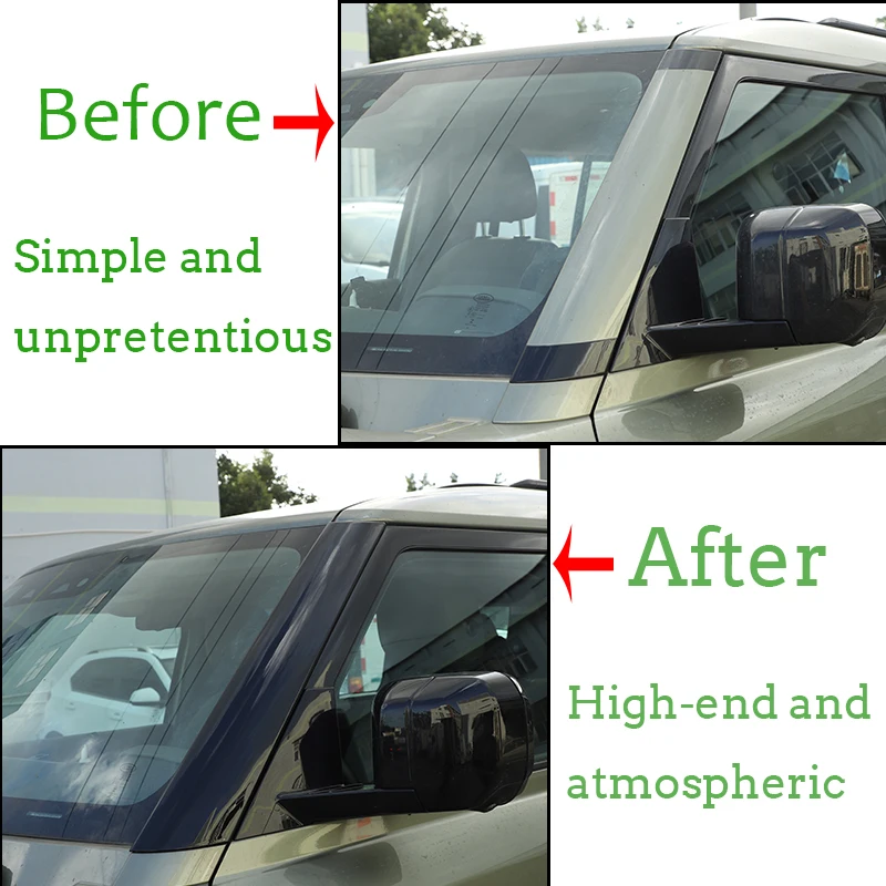 

ABS Piano black Car A-pillar decorative cover For Land Rover Defender 90 110 2020-2025 car Accessories 2 Pcs