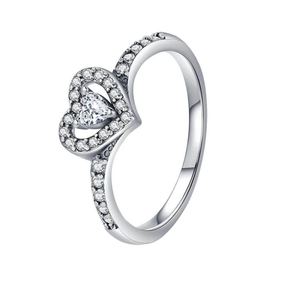 Women's Classic Heart Ring in S925 Sterling Silver, Romantic Gift