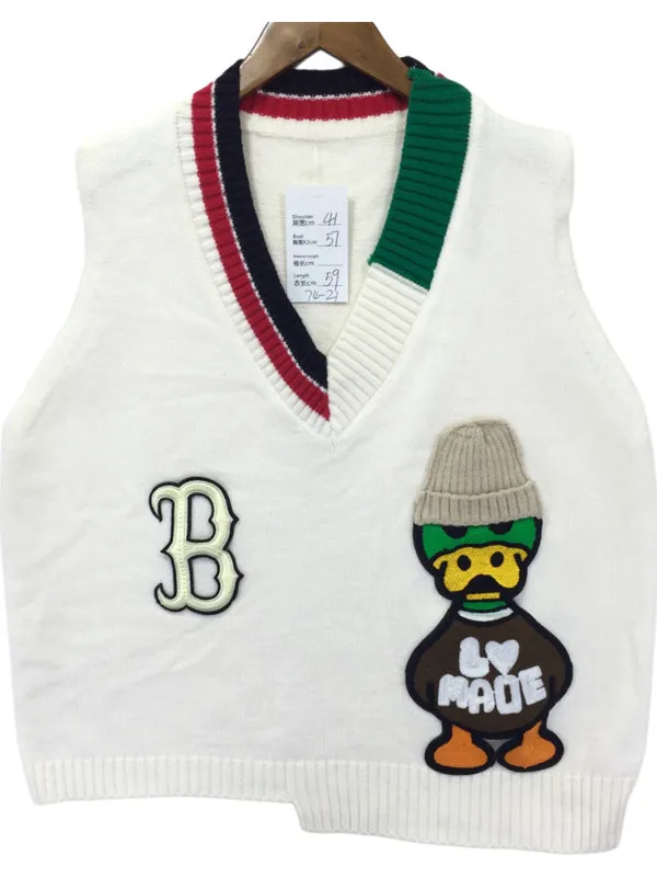 

Винтажный жилет большого размера с рисунком аниме V-Ne, универсальный мужской и женский трикотаж больших размеров, прямой вырез с принтом и вышивкой...