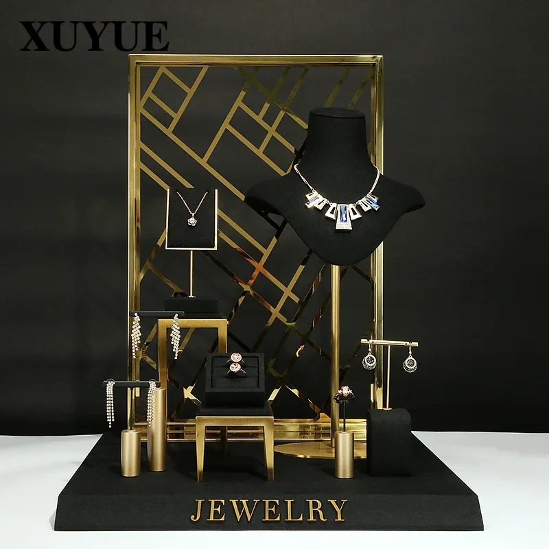 New jewelry display props black jewelry display stand high-end metal jewelry display stand window jewelry shelf