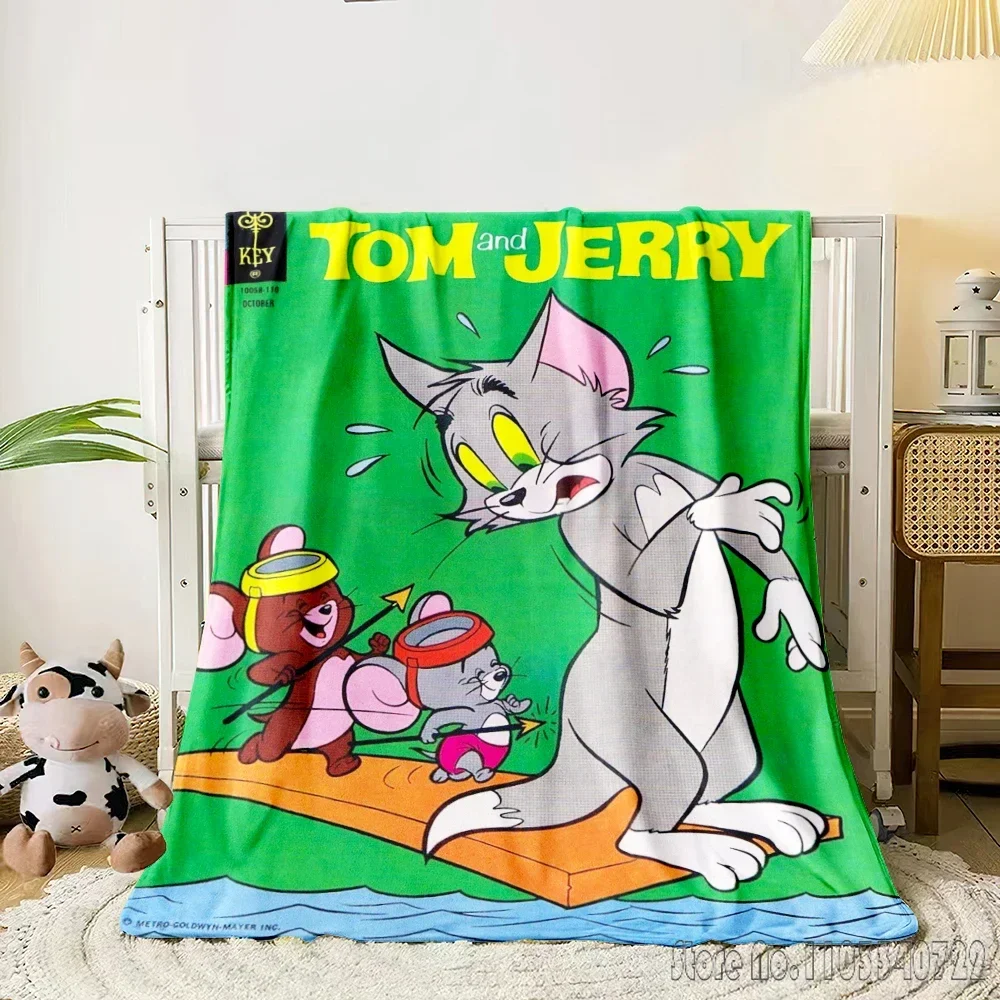 Tom e J-Jerry Cartoon 3D Stampato Casa Carino Coperta per bambini Coperta per divano letto Decor Coperte in pile per pisolino Ragazzi Ragazze Regalo per bambini