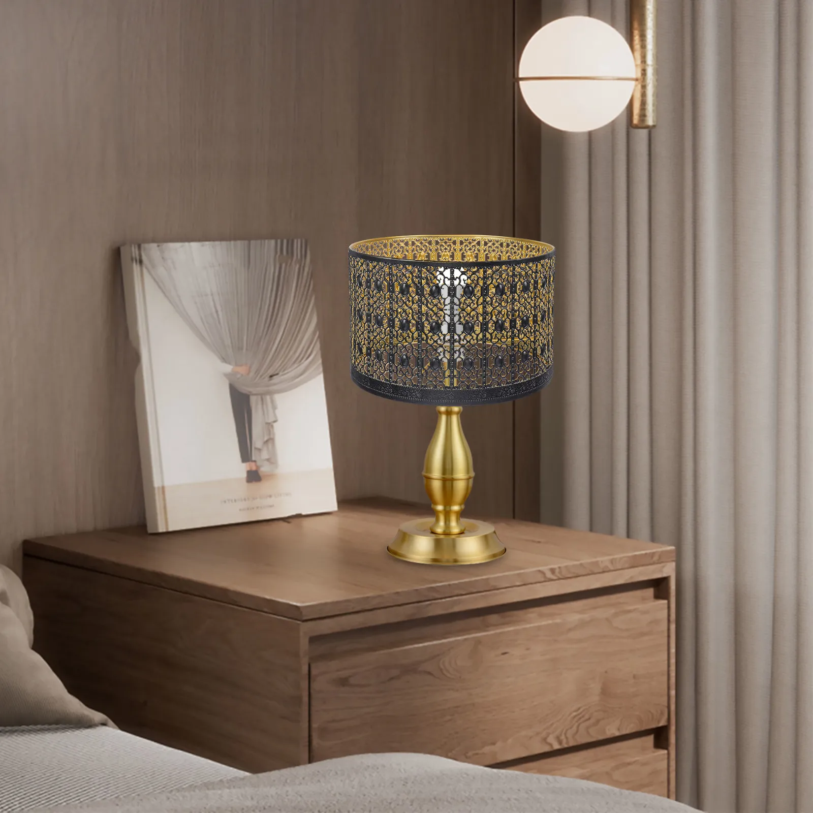 

Modern European Style Iron Table Lamp Shade Hollow Out Metal Lampshade Cover Romantic Bedroom Living Room Decoration