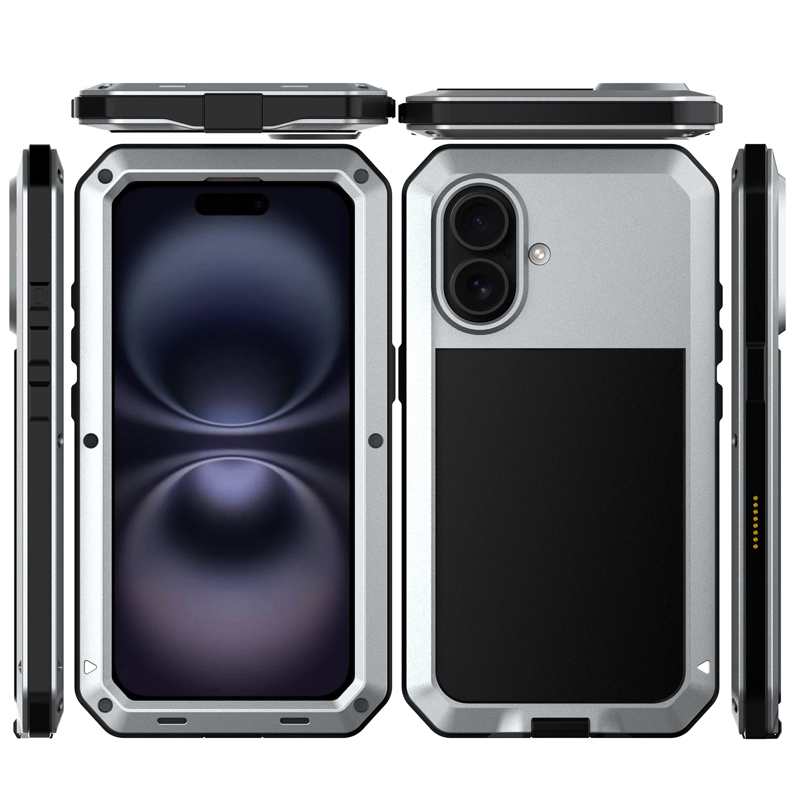 Metall-Rüstung, passend für iPhone 17 Pro Max, 16, 15, 14, 13, 12, 11, XS Max, XR, 6/7/8 – Schutzhülle, All-Inclusive-Dreifachschutz-Gehäuse – Detail 14