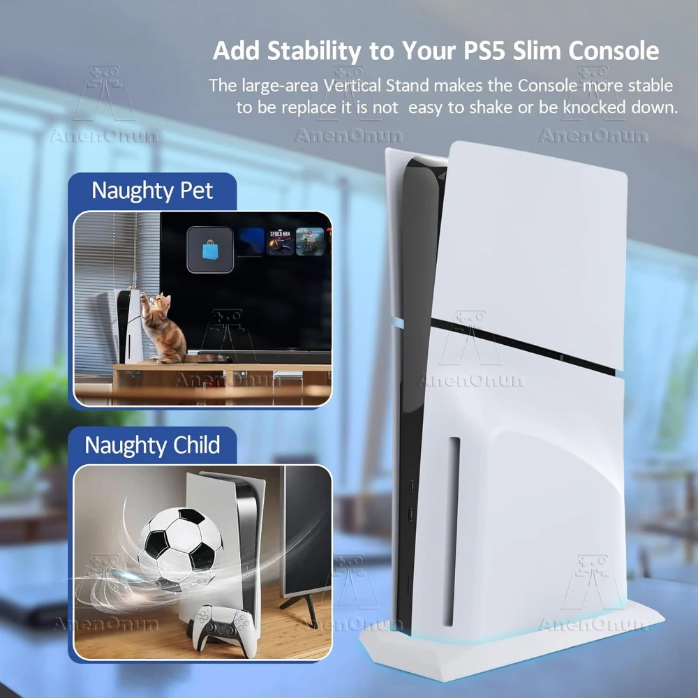 PS5 スリムコンソールディスクエディション用垂直スタンド底部通気ベース強化された冷却安定したホルダー簡単な組み立て - ホワイト