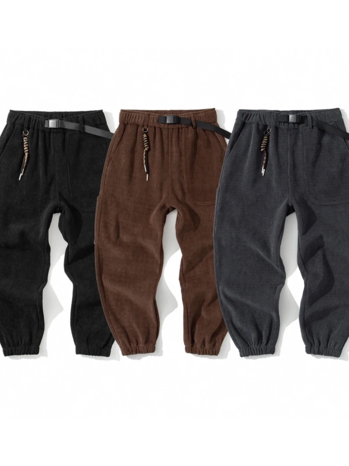 

Retro Japanese Sle Fce Lined Men's Work Trousers Loose Cuffed Thi Casual Pants Youthful Vitali All Seasons Color