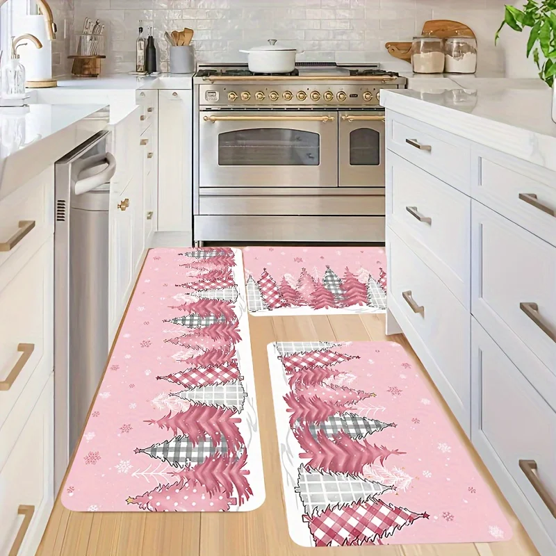 Living Room Sofa Side Kitchen Floor Mat Runner Home Decor 1/2/3p Set Non Slip Washable  Pink Tree Bedside Laundry Rugs