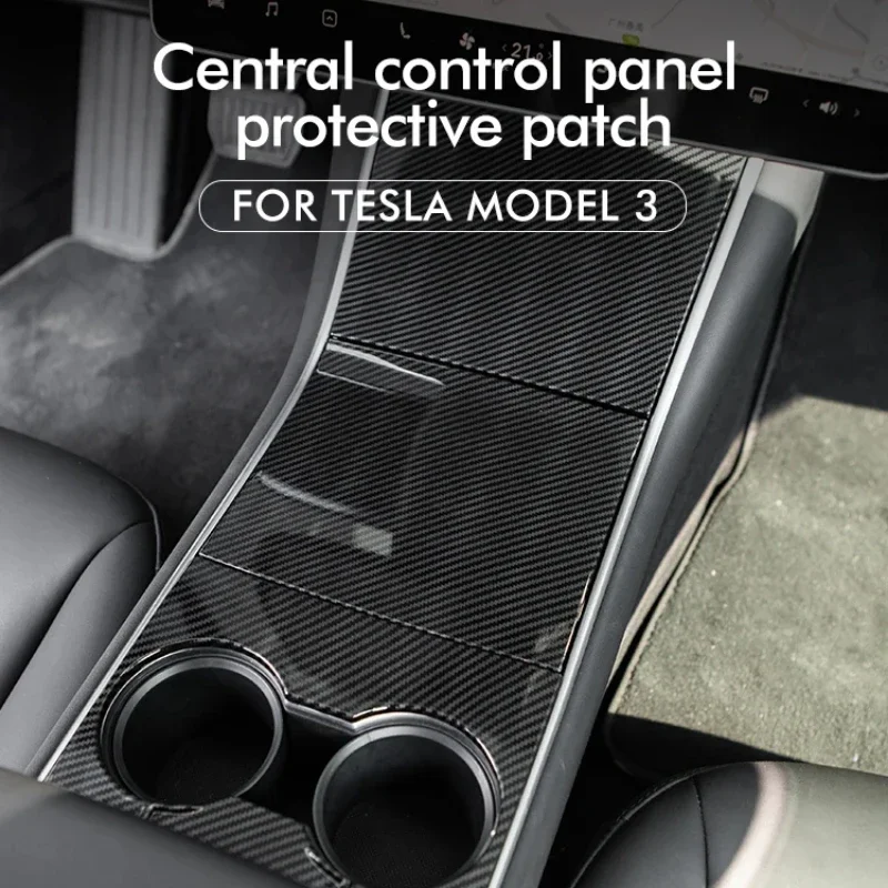 Car Central Control Panel Protective Patch for Tesla Model 3 Y Carbon Fiber ABS Model Y Center Console Shell Sticker 2017-2020