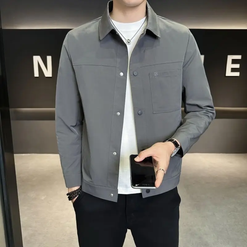 

Весна 2024, мужская модная повседневная куртка с воротником, универсальный топ для отдыха, модная мужская одежда Haome, верхняя одежда