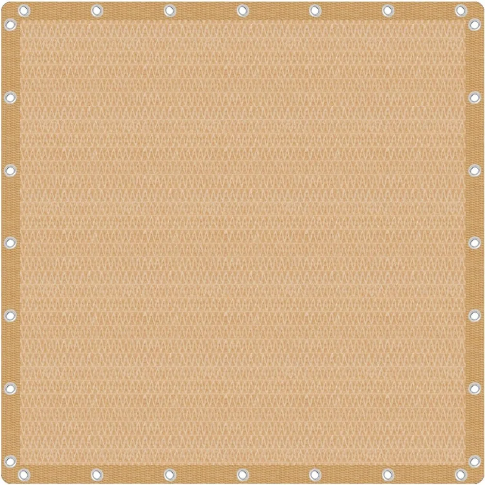 

Ninety Percent Shade Cloth with Reinforced Grommets for Patio Garden Pergola Canopy 10x10 Feet Wheat
